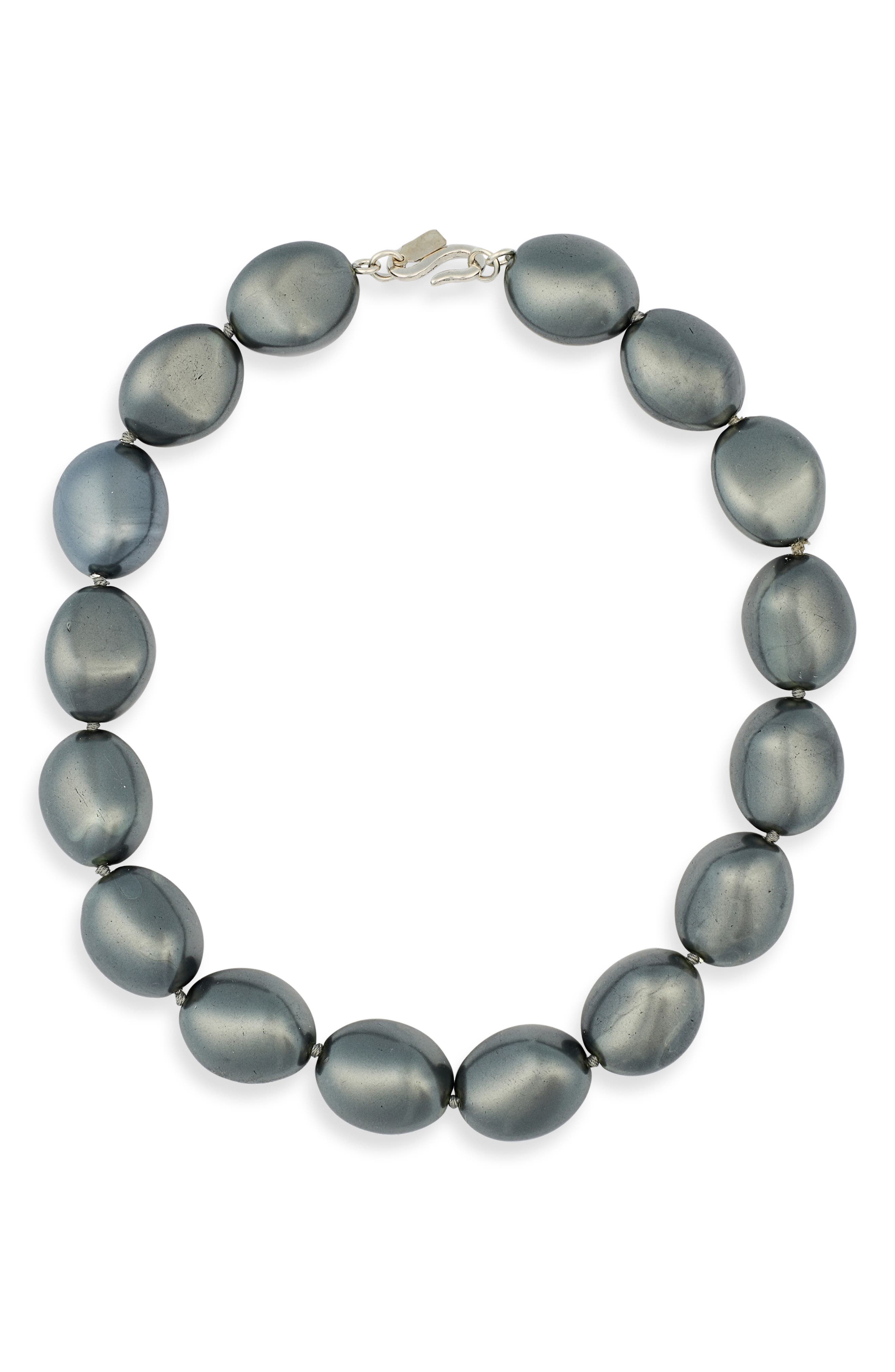 Kenneth Jay Lane Grey Faux Pearl Collar Necklace