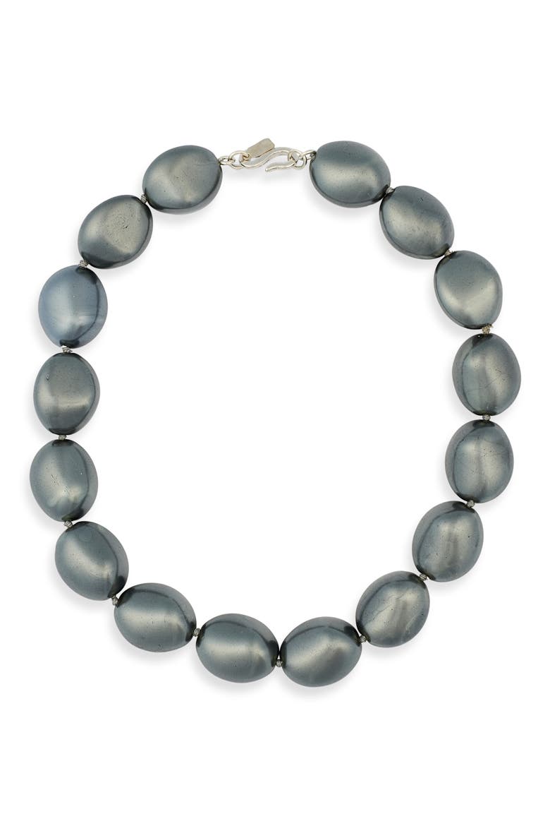 Grey Faux Pearl Collar Necklace, Main, color, GREY