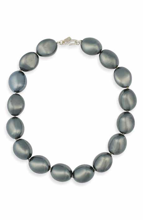 Kenneth Jay Lane Grey Faux Pearl Collar Necklace