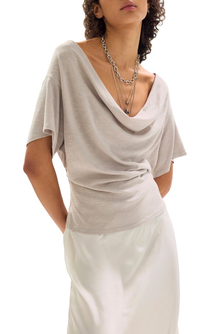 Waterfall Cowl Neck Top, Main, color, CHATEAU GREY