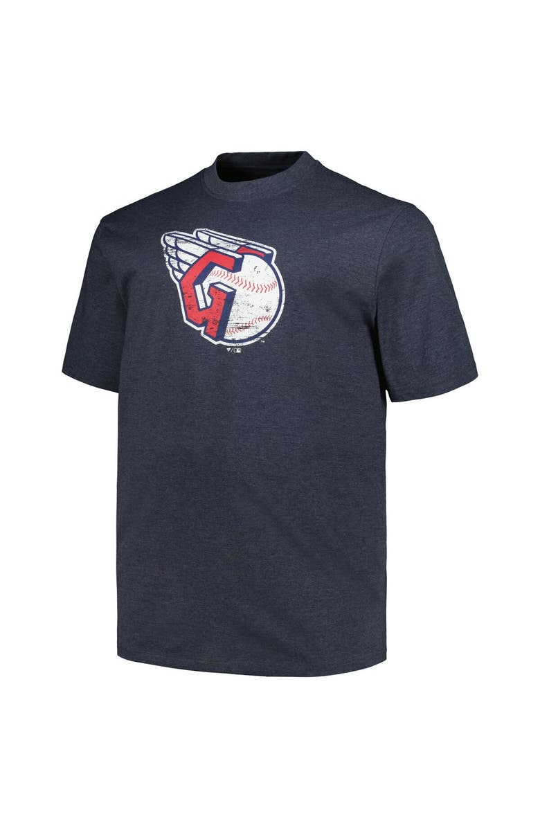 PROFILE Men's Profile Heather Navy Cleveland Guardians Big & Tall Weathered Logo T-Shirt, Alternate, color, Heather Navy
