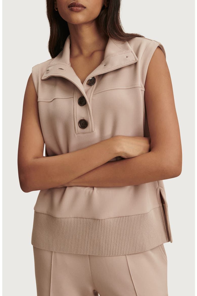 Conall Half Button Sleeveless Top, Main, color, MUSHROOM