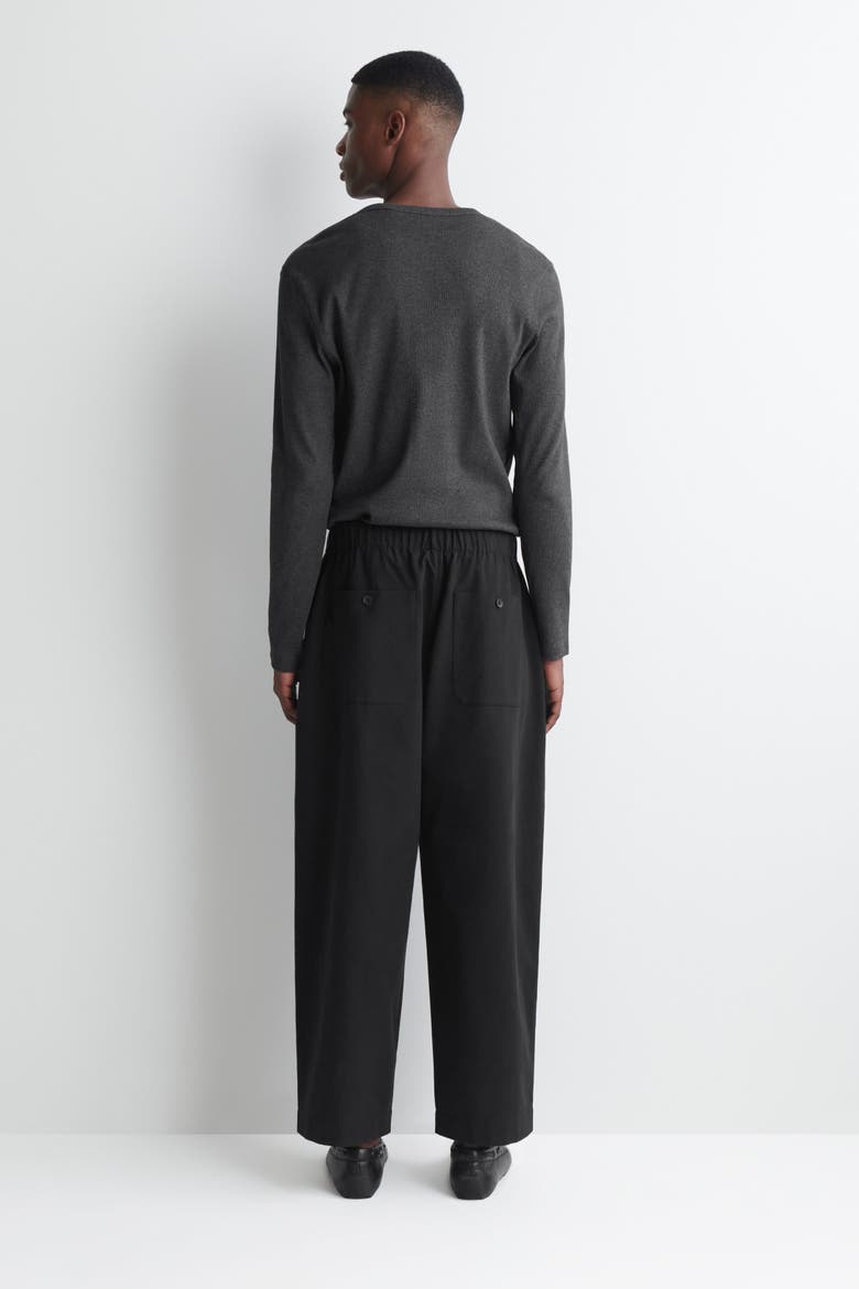Pleated Relaxed-fit Barrel-leg Pants, Alternate, color, BLACK