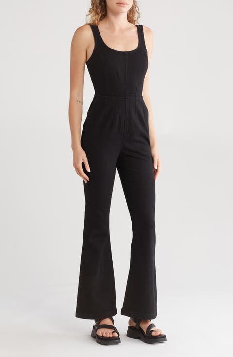 Flared Denim Jumpsuit