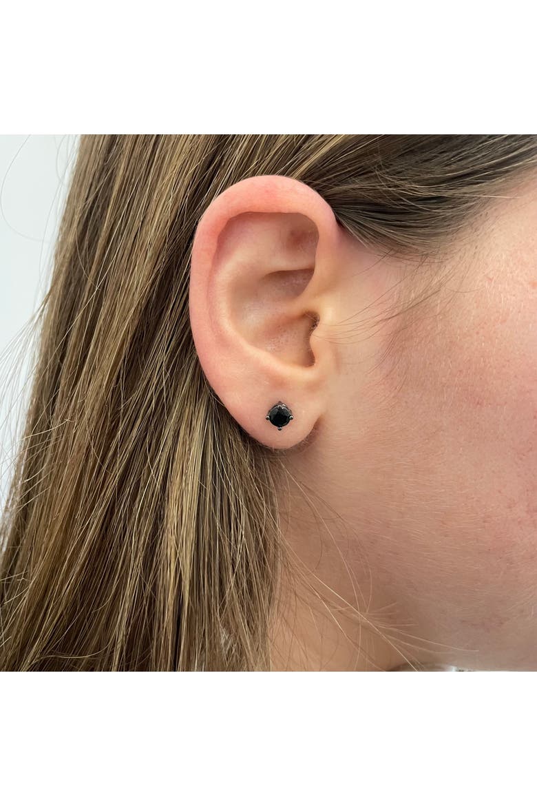 Sterling Silver Black Rhodium Plated Round Studs, Alternate, color, Black