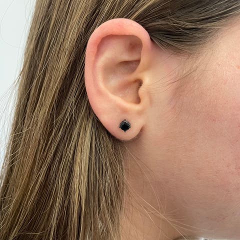 Sterling Silver Black Rhodium Plated Round Studs