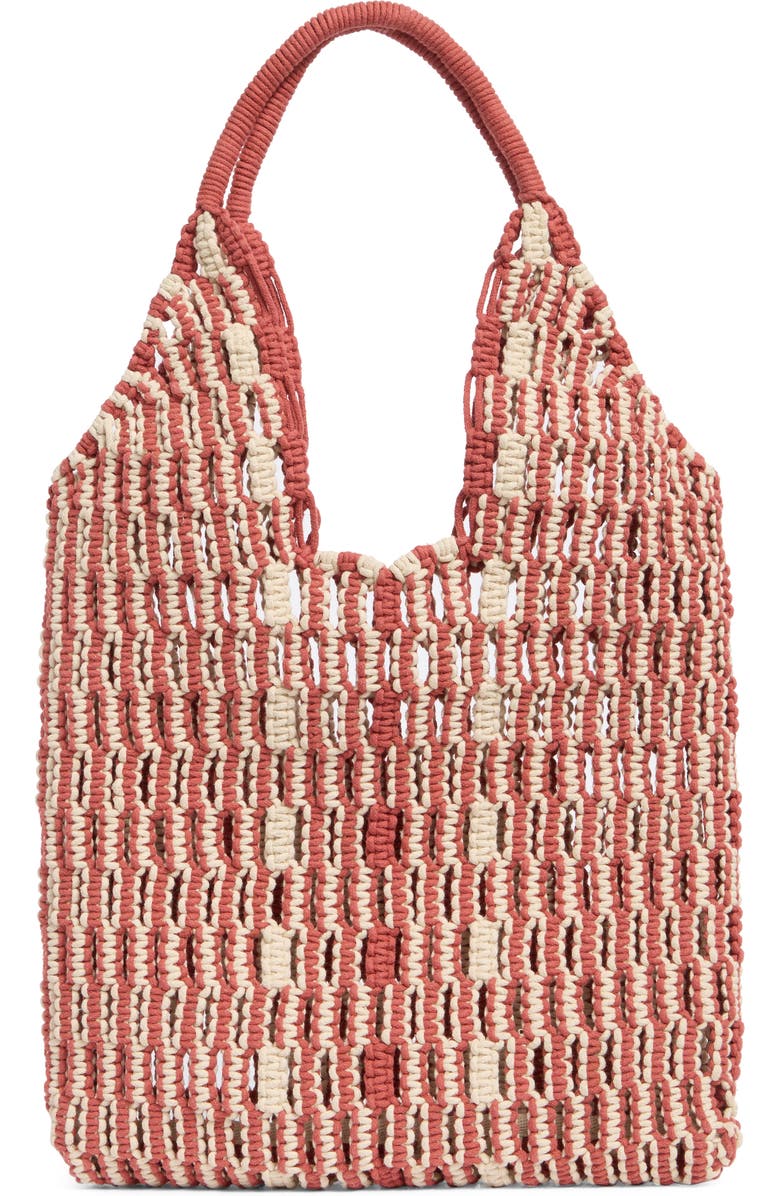 Collection XIIX Macrame Stripe Tote Bag, Main, color, Rust Multi