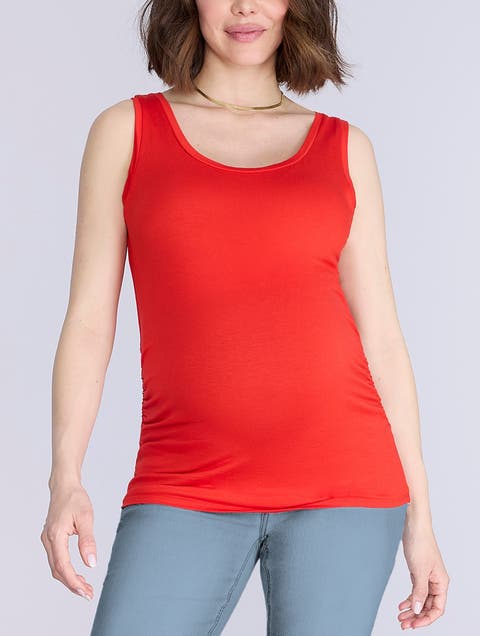 Scoop Neck Side-Ruched Maternity Tank Top