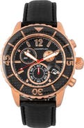Morphic M51 Series Chronograph Leather-Band Watch w/Date