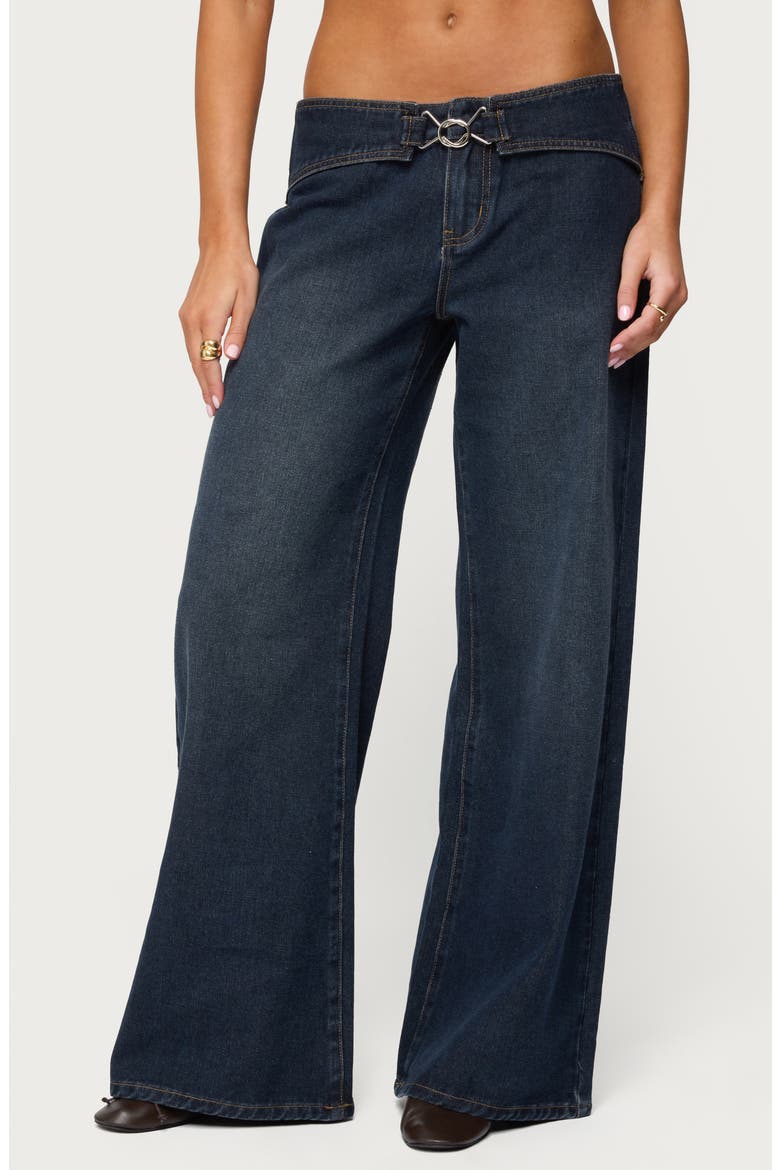 Briah Belted Low Rise Wide Leg Jeans, Main, color, BLUE