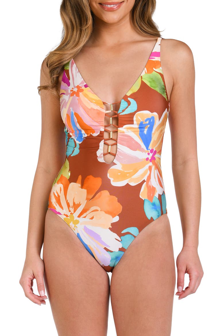 Saharan Sands One-Piece Swimsuit, Main, color, CINNAMON
