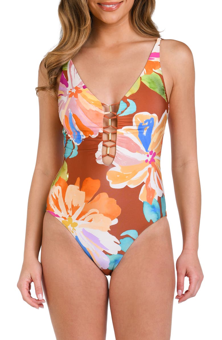 La Blanca Saharan Sands One-Piece Swimsuit, Main, color, Cinnamon