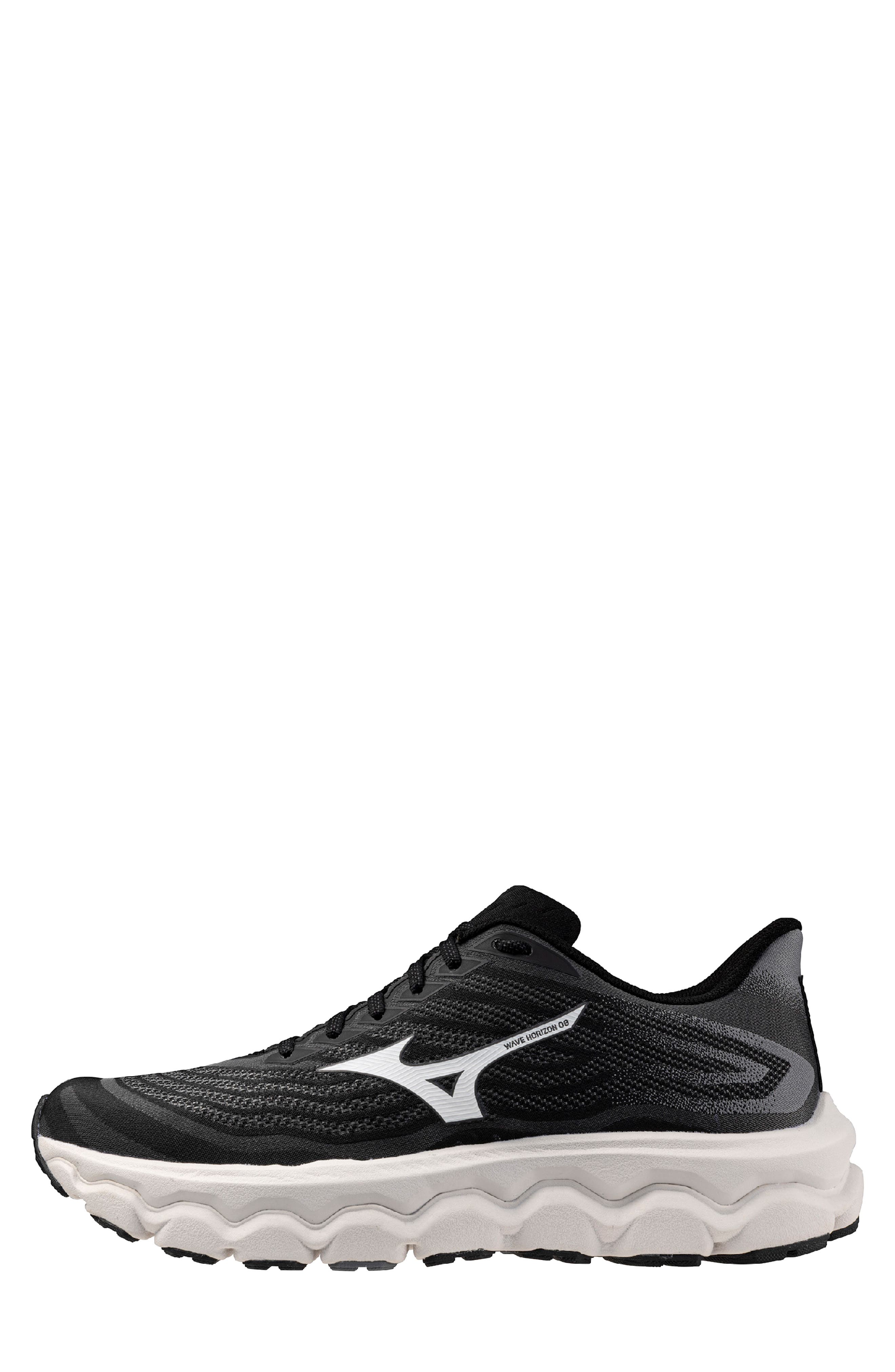 Mizuno <p>Wave Horizon 8 Running Shoe (Men)</p>, Alternate, color, Black-White