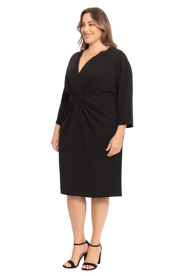 Tuxedo Style Midi Dress, Alternate, color, BLACK