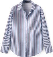 MANGO Stripe Cotton Blend Button-Up Shirt