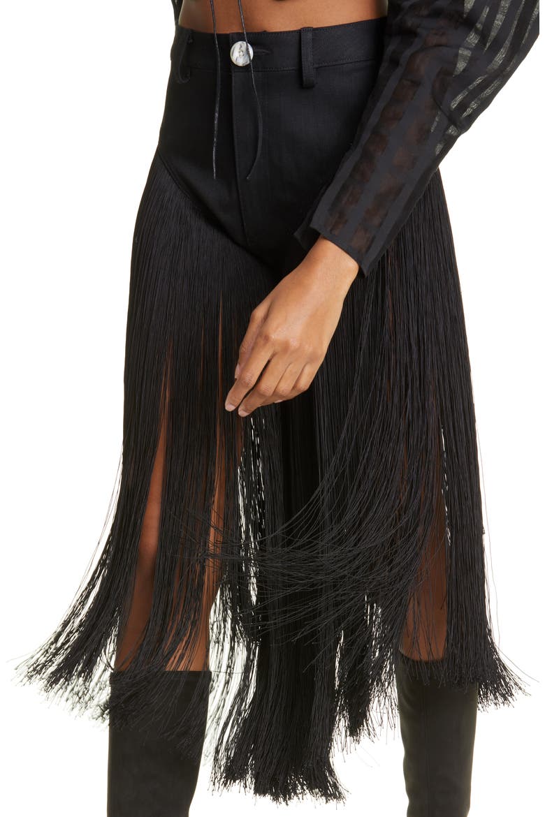 x ZACHARIAH Fringe Jeans, Alternate, color, BLACK