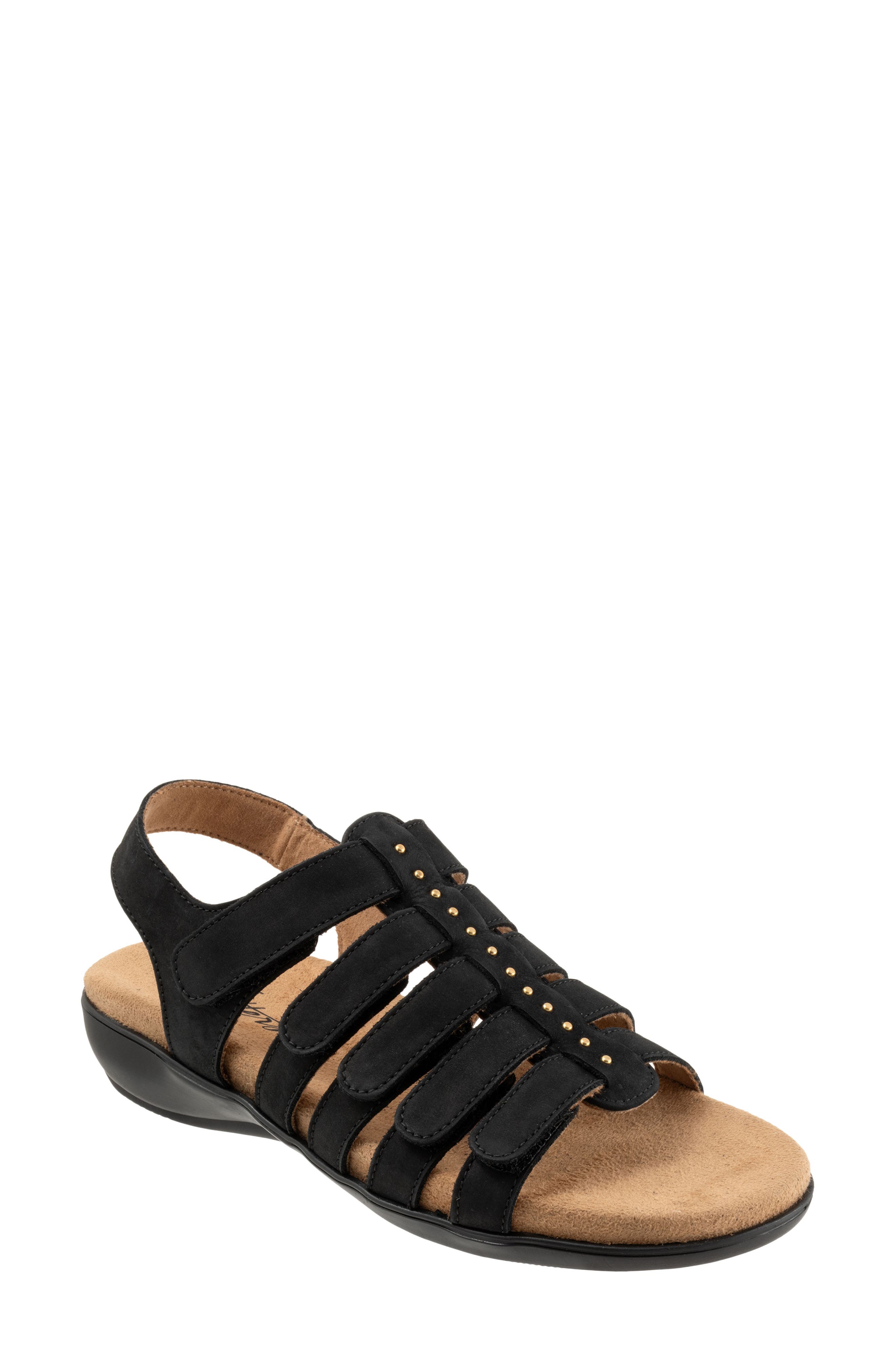 Trotters Riki Studs Slingback Sandal, Main, color, Black Nubuck