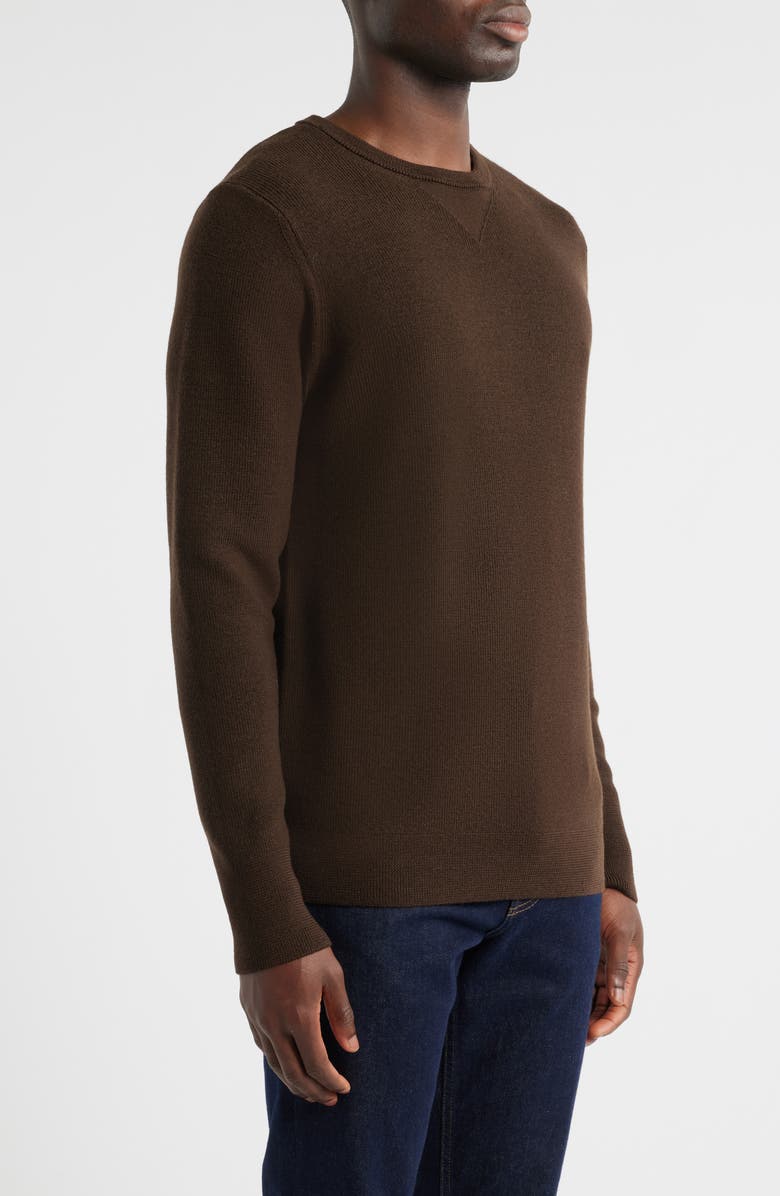 MERZ B SCHWANEN Merino Ribbed Crewneck Sweater, Alternate, color, Coffee