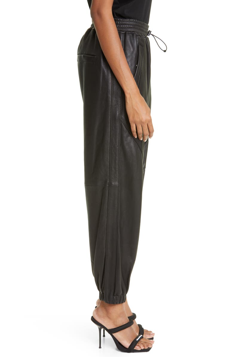 Alexander Wang Logo Lambskin Leather Track Pants, Alternate, color, 