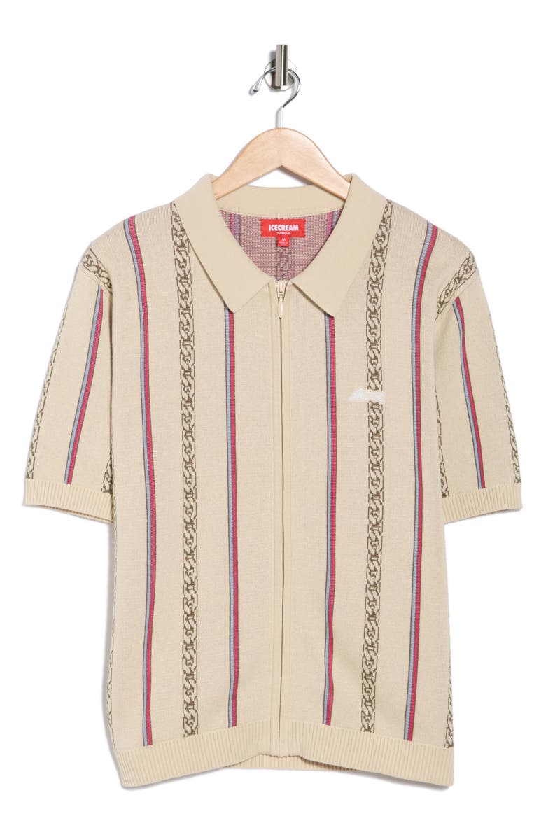 ICECREAM Chain Stripe Zip Top, Alternate, color, Fog