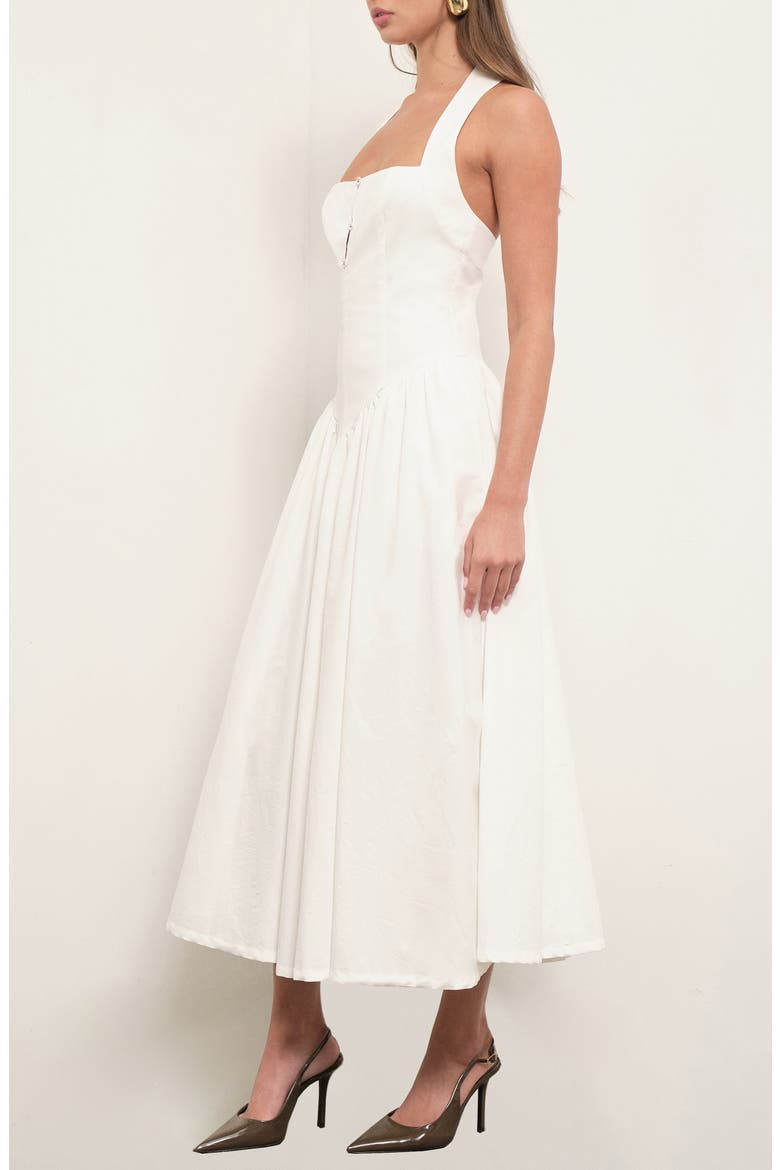 Zoa Drop Waist Midi Dress, Alternate, color, WHITE