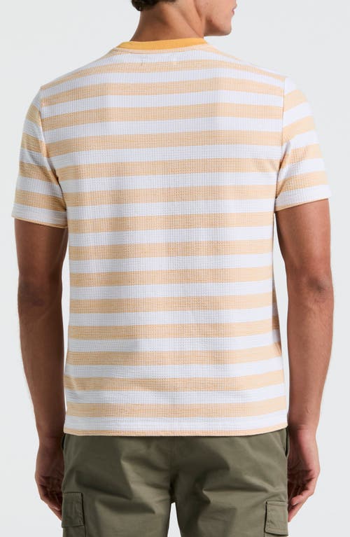 Original Penguin Stripe Waffle Knit Pocket T-shirt In Jurassic Gold