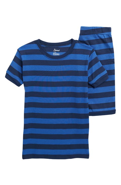 Kids Cotton Two-Piece Short Pajamas, Stripes & Solids
