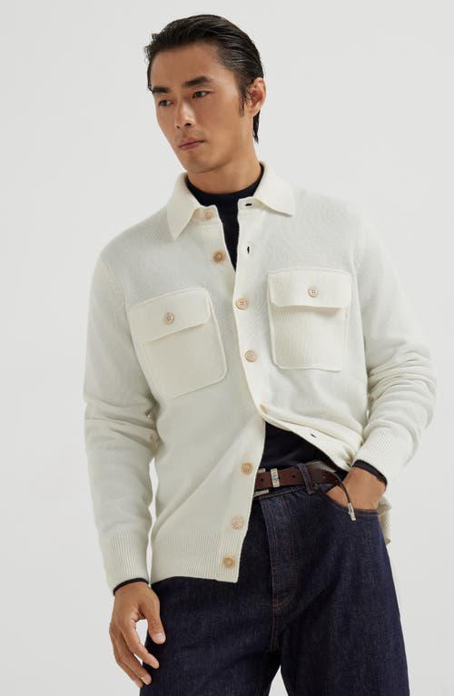 Brunello Cucinelli Wool And Cashmere Western Shirt In White