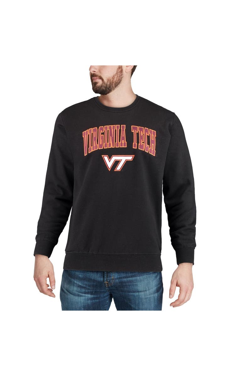 COLOSSEUM Men's Colosseum Black Virginia Tech Hokies Arch & Logo Crew Neck Sweatshirt, Alternate, color, Black