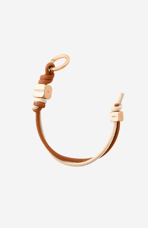 Maison De Sabre Leather Wristlet Charm In Pecan Nude