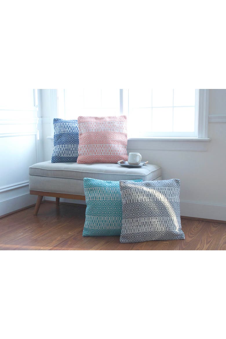 Pim Diamond Stripe Outdoor Throw Pillow, 18" x 18", Alternate, color, Blue