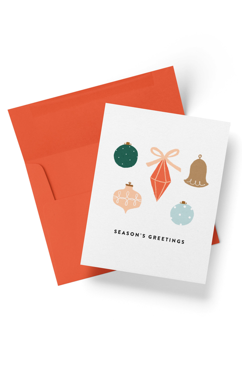 Seasons Greetings Holiday Ornaments Boxed Set of 8 Greeting Cards