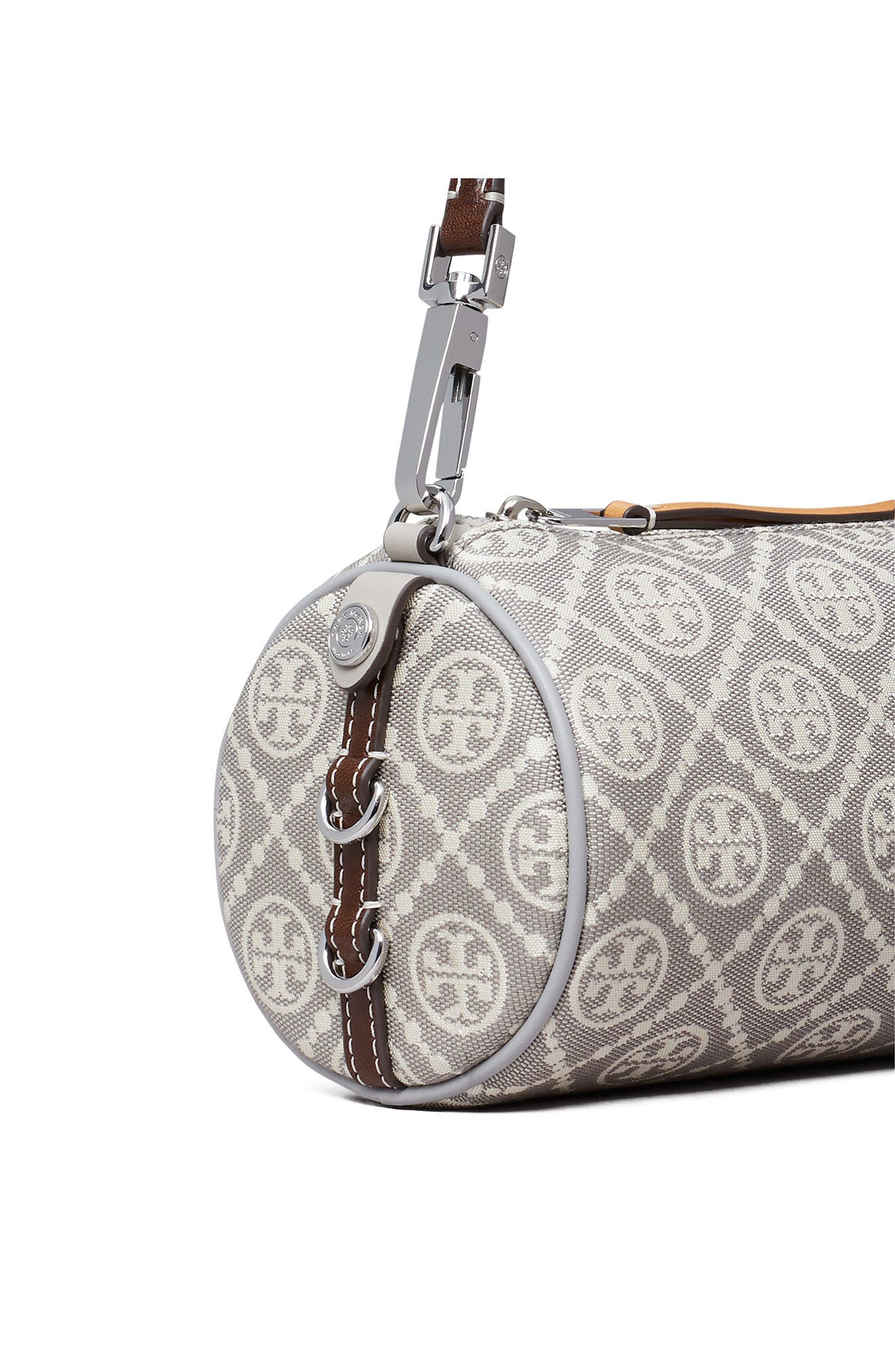 Tory Burch T Monogram Utility Cylinder Shoulder Bag, Alternate, color, Gray