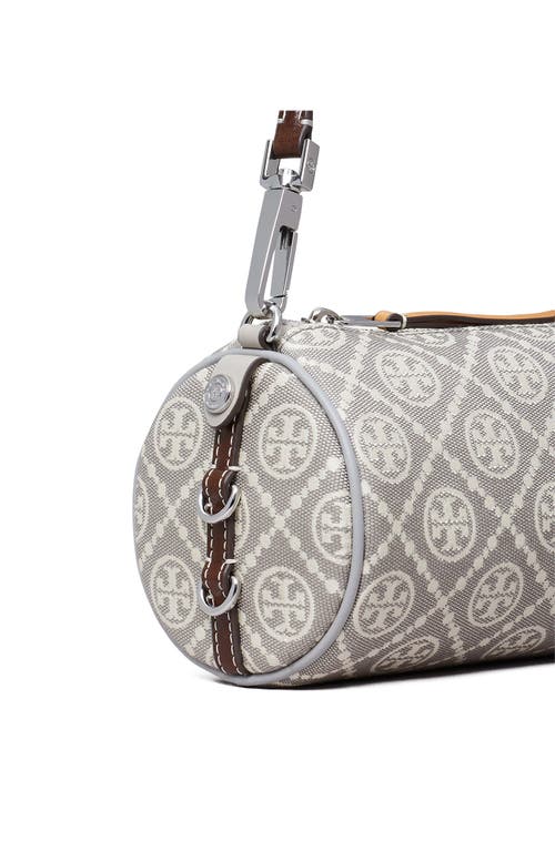 Tory Burch T Monogram Utility Cylinder Shoulder Bag In Gray