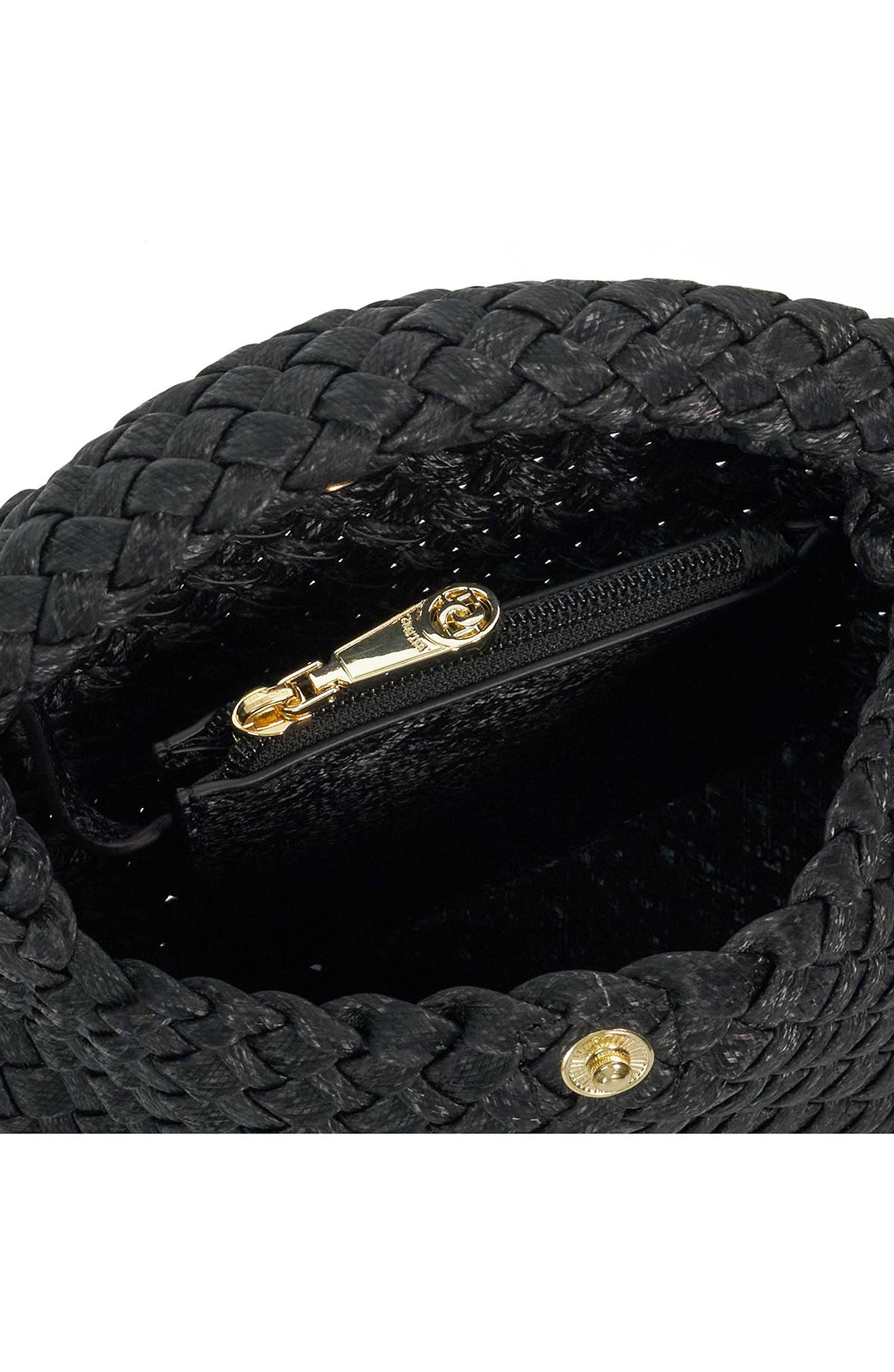 Dinkydeliberate Woven Faux Leather Mini Crossbody Bag, Alternate, color, BLACK