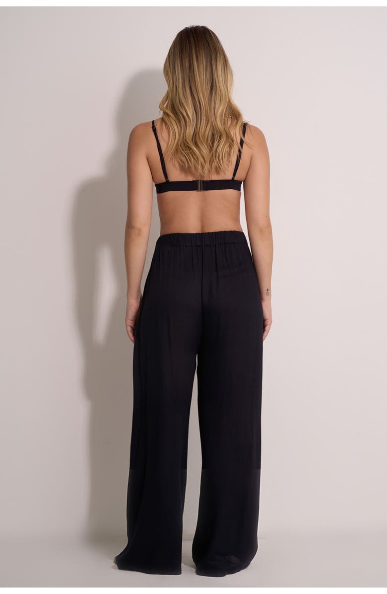 Gottex Beach Life Satin Shore High Waist Beach Pant Cover-Up, Alternate, color, Black