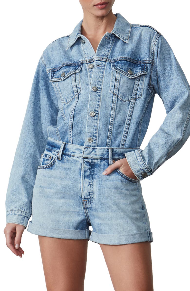 GRLFRND Renata Denim Romper, Main, color,