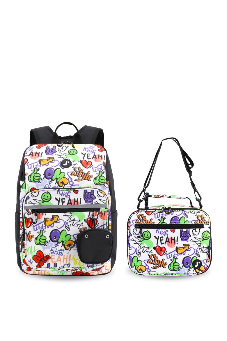 Junior Backpack With Lunch Box For School, Main, color, Street art