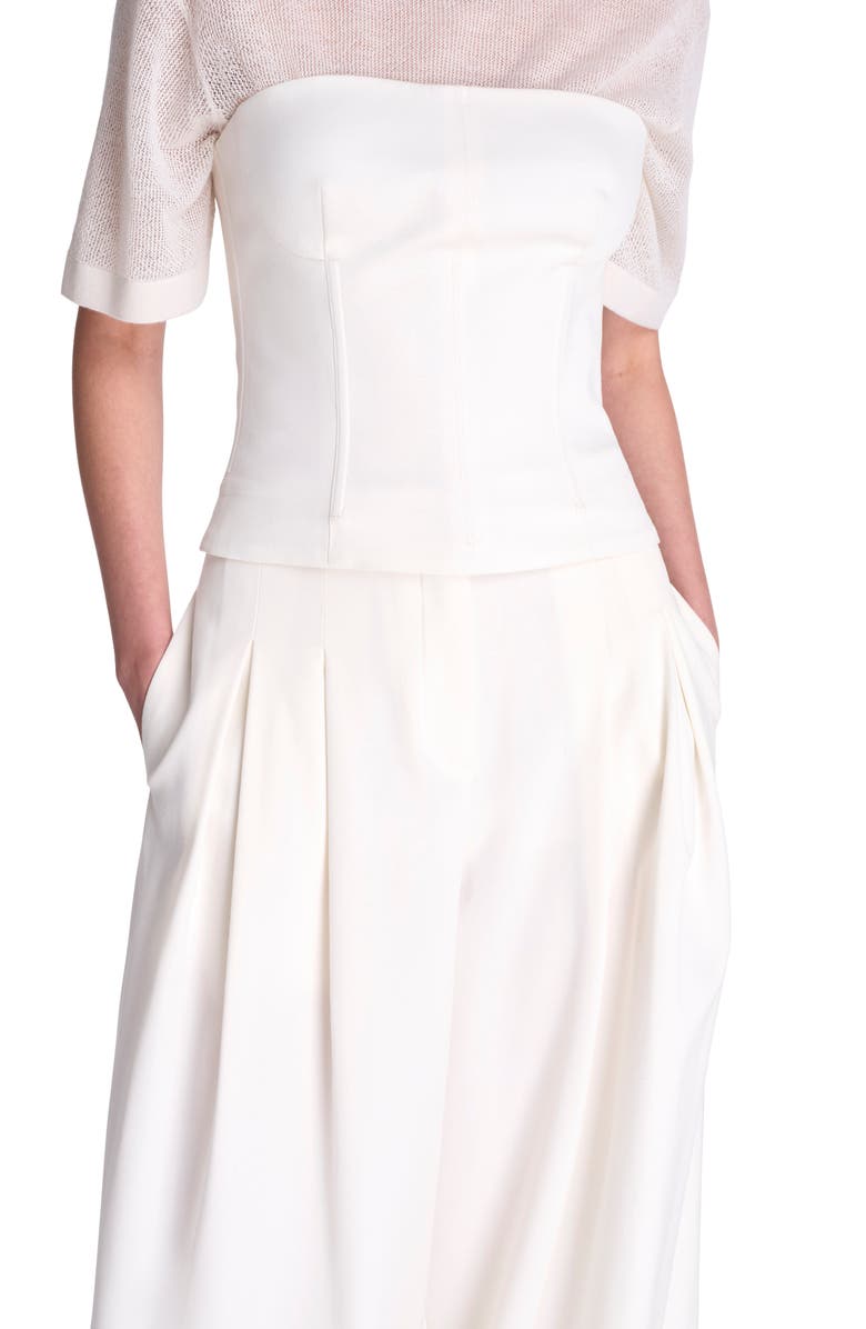 TWP Drew Stretch Cotton & Wool Wide Leg Pants, Alternate, color, Ivory