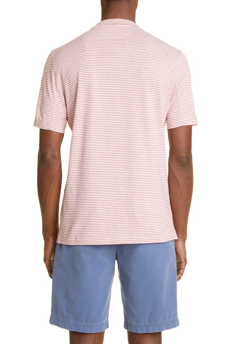 Stripe Cotton & Linen T-Shirt, Alternate, color, C002 WHITE ORANGE