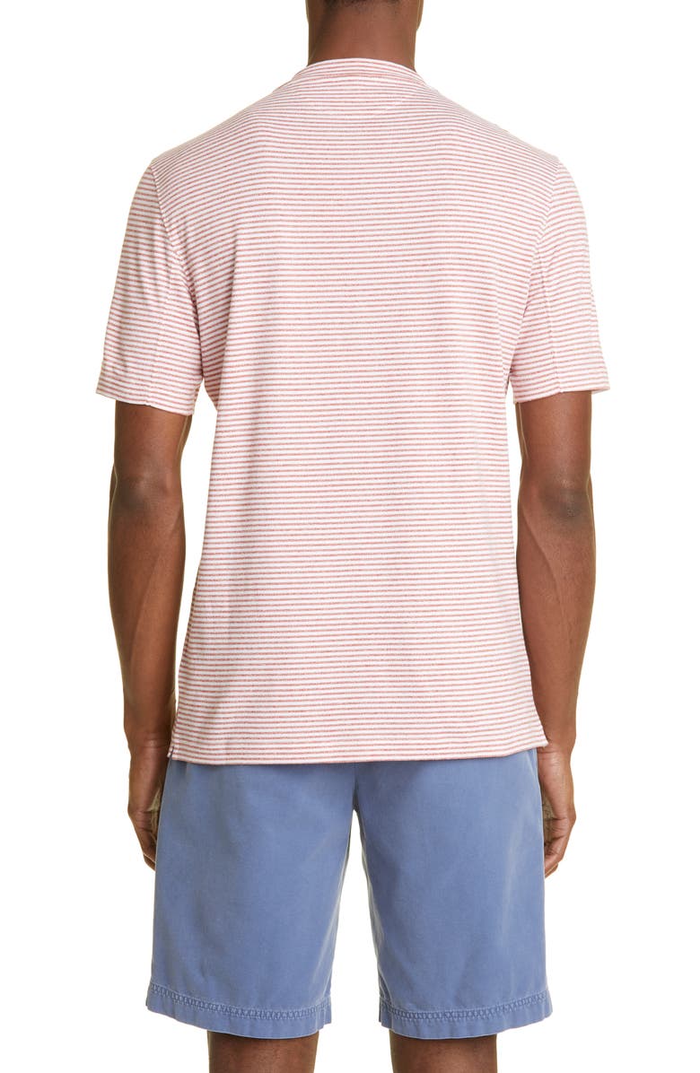Brunello Cucinelli Stripe Cotton & Linen T-Shirt, Alternate, color, 