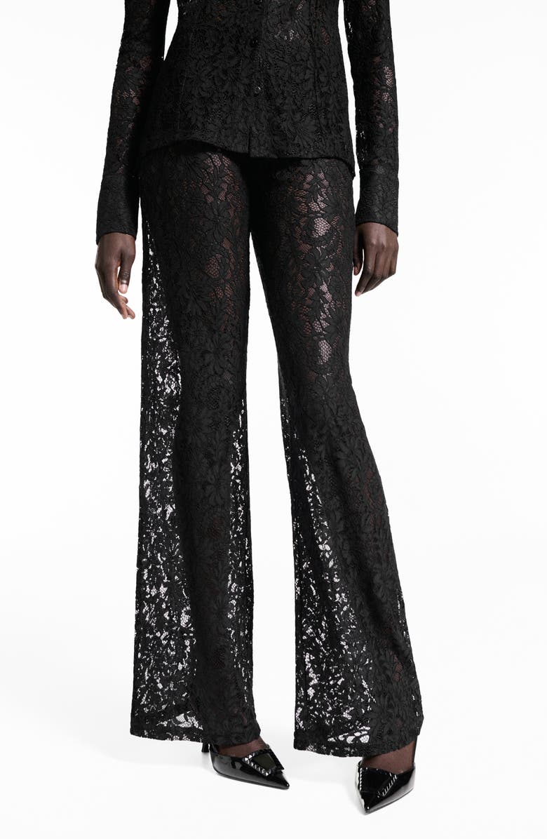 MANGO Sheer Lace Wide Leg Pants, Main, color,