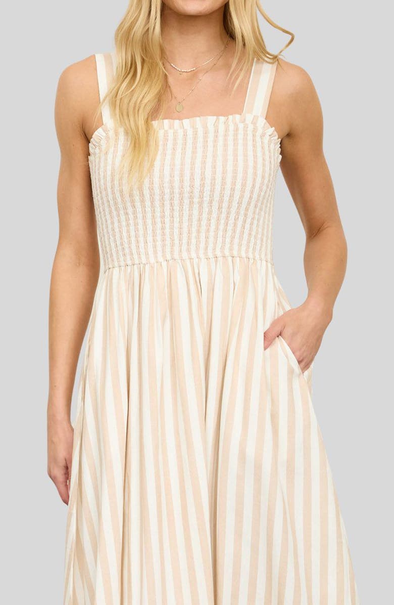 AUGUST SKY Stripe Sundress, Alternate, color, Khaki