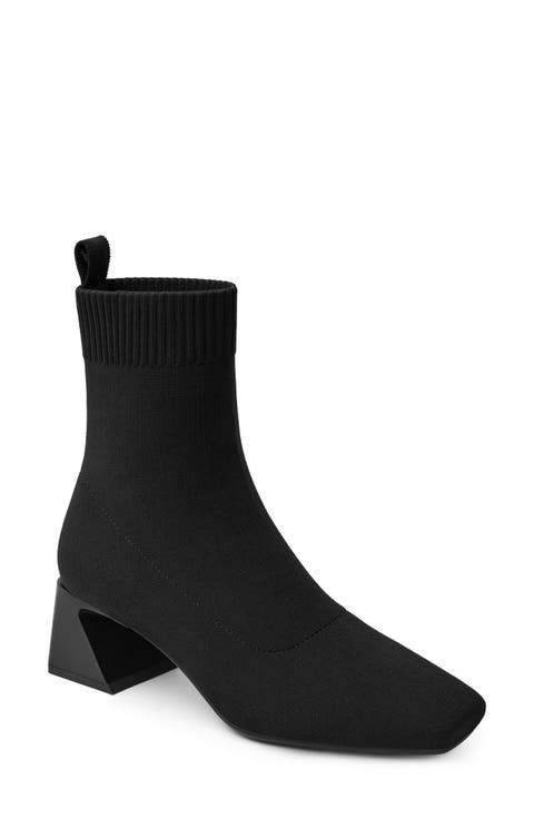 Square-Toe Water-Repellent Heeled Boots