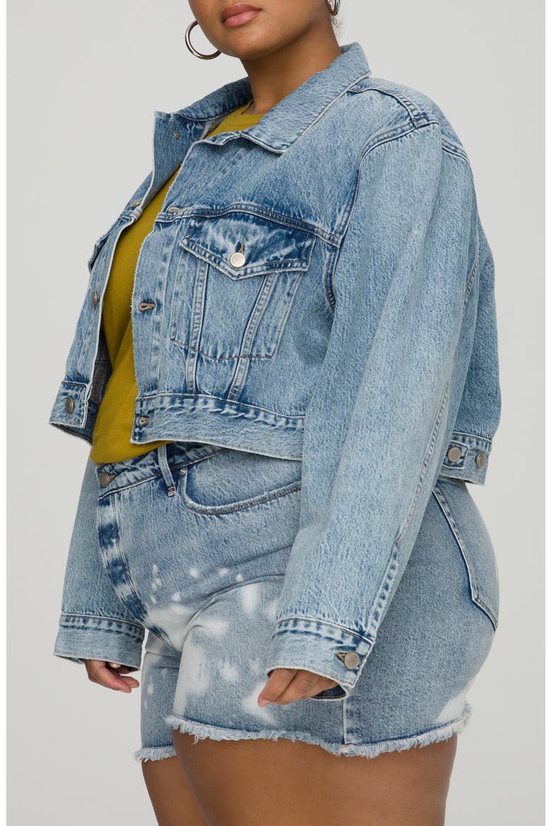 Crop Denim Jacket, Alternate, color, BLUE