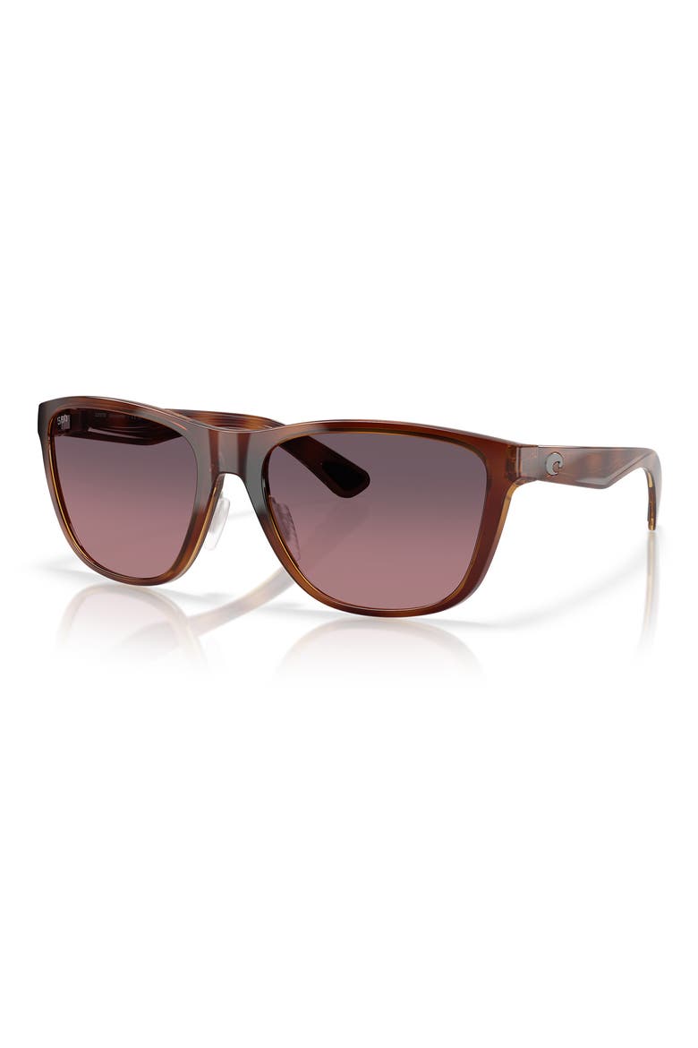 57mm Polarized Rectangular Sunglasses, Alternate, color, TORTOISE/ ROSE GRADIENT 580G