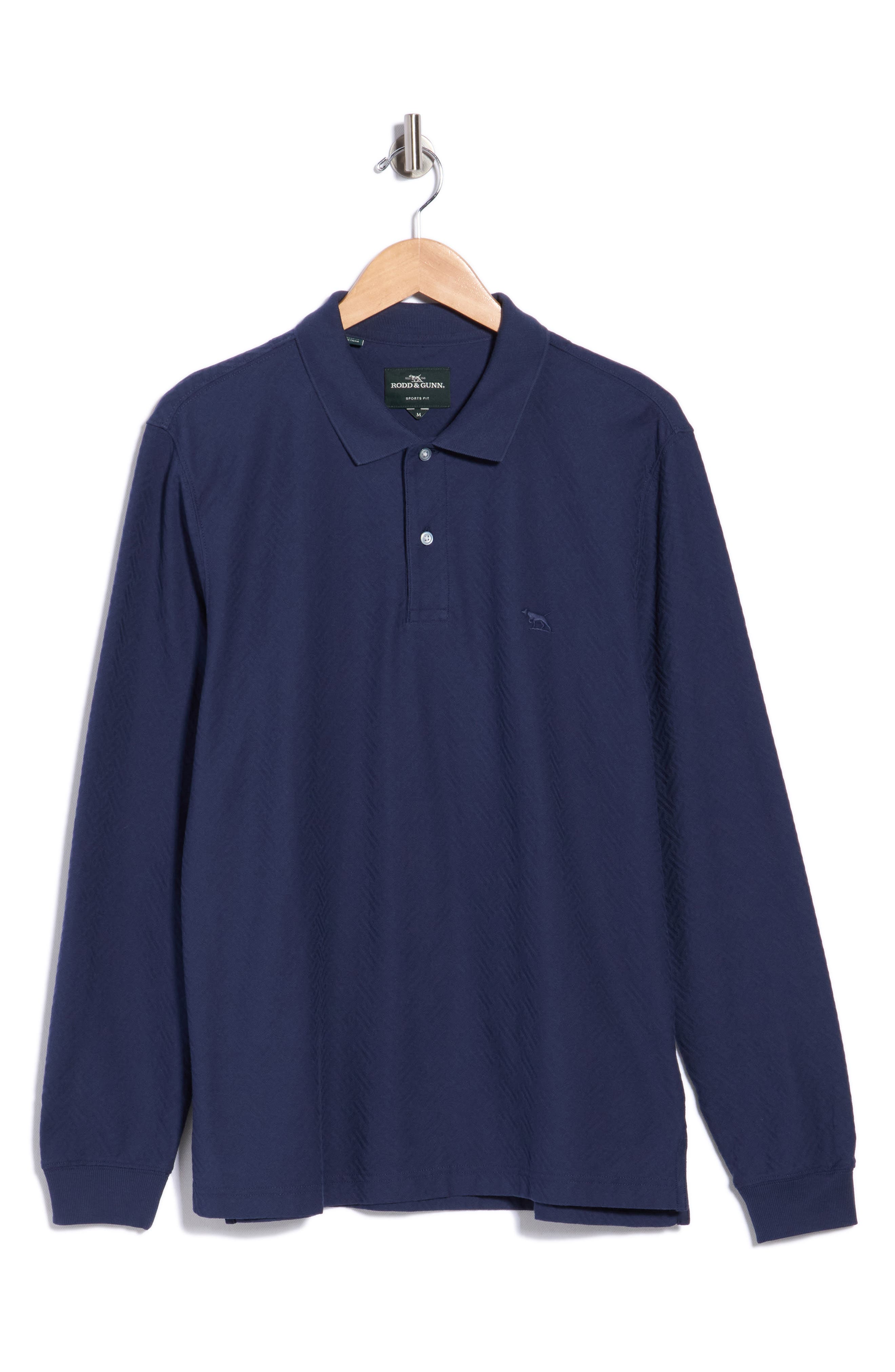 Long Sleeve Cotton Jacquard Polo