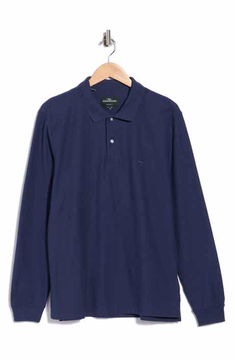 Long Sleeve Cotton Jacquard Polo