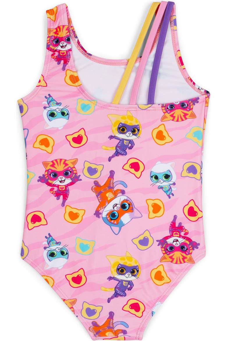 Super Kitties Sleeveless One Piece Bathing Suit, Alternate, color, SuperKitties Pink