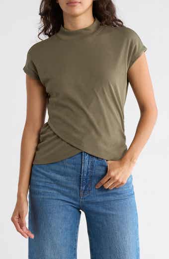 Sanctuary Cap Sleeve Ribbed Crossover T-Shirt